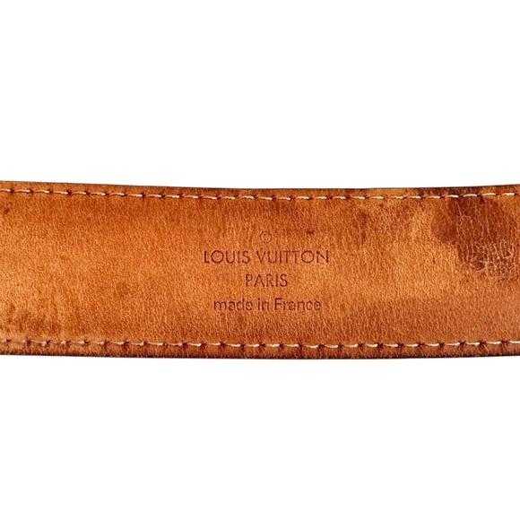 Authentic Louis Vuitton Brown Monogram Leather & Gold Belt Size 100/40 - Picture 16 of 16